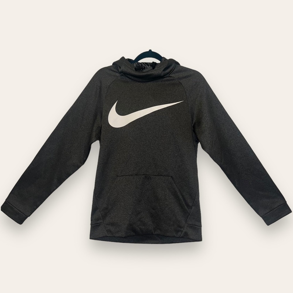 Nike Pullover Hoodie Men Small Gray Swoosh Dri-FIT Athletic Sweatshirt EUC